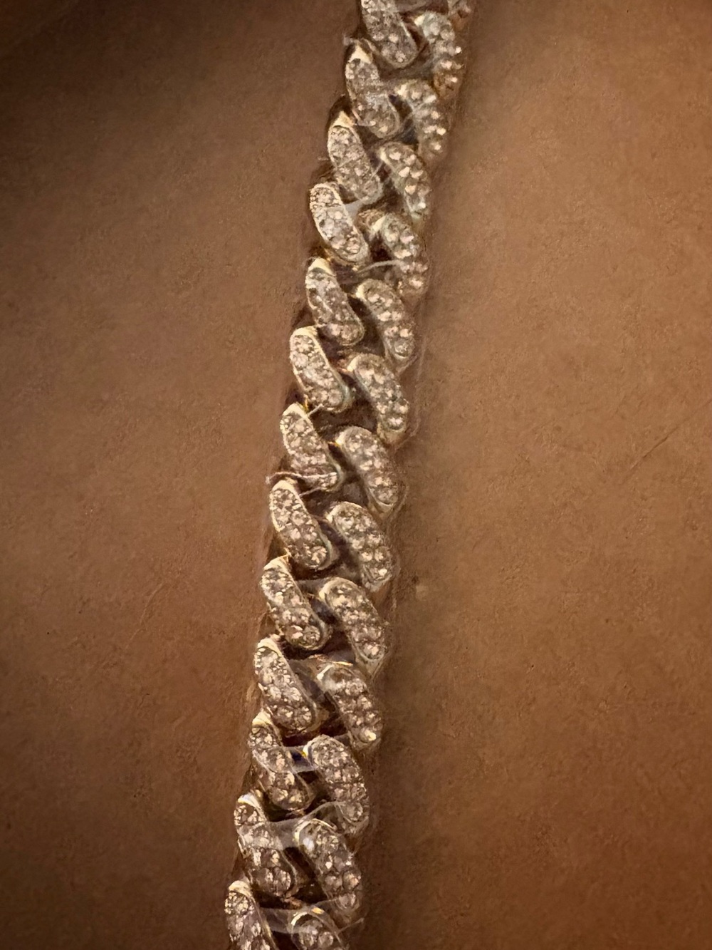Pavé Cuban Link Bracelet in Gold Tone with Champagne Crystals